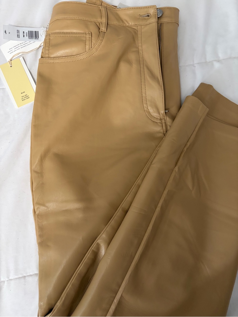 NWT Aritzia Wilfred The Melina Vegan Leather Pant - Sandy Beige, Size 14 Short